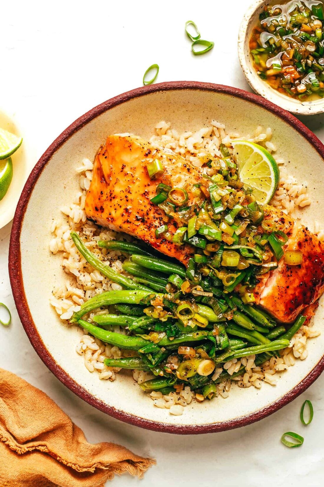 Pan-Seared Salmon with Ginger-Scallion Rice