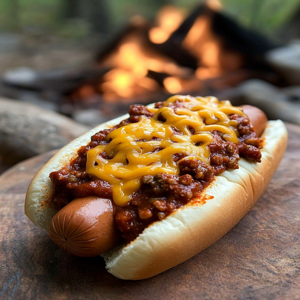 Grilled Buffalo-Style Chili Cheese Hot Dog