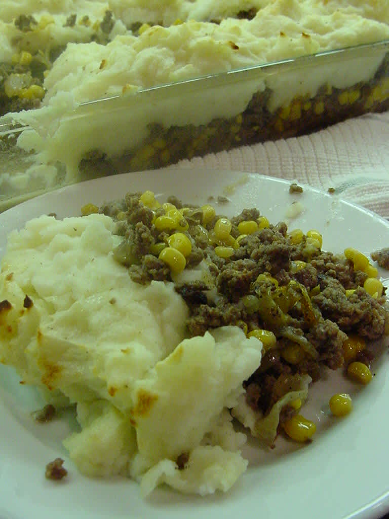 Shepherd's Pie with Caramelized Onion and Sweet Peas
