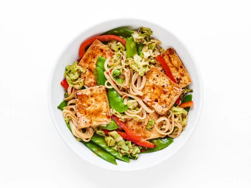 Sesame-Ginger Tofu Stir-Fry with Crispy Rice Noodles