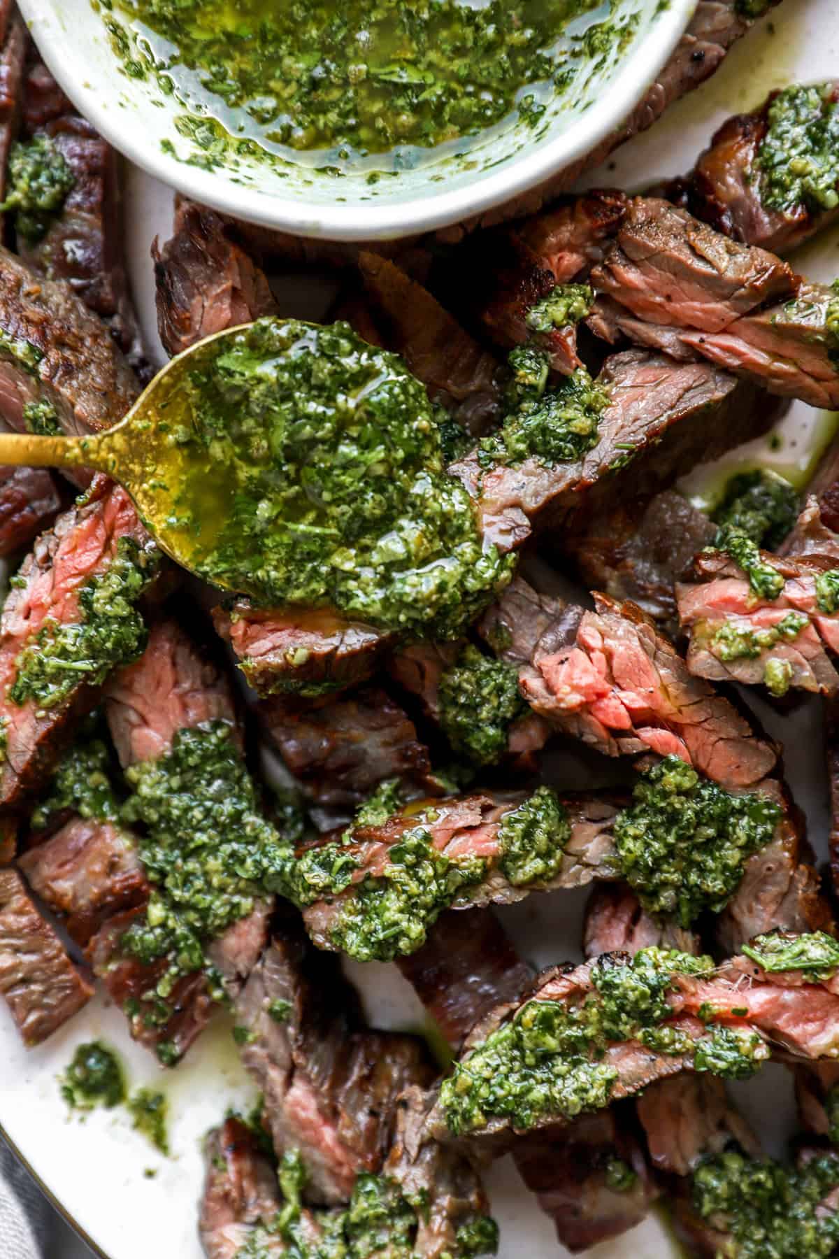 Pan-Seared Skirt Steak with Avocado Salsa Verde