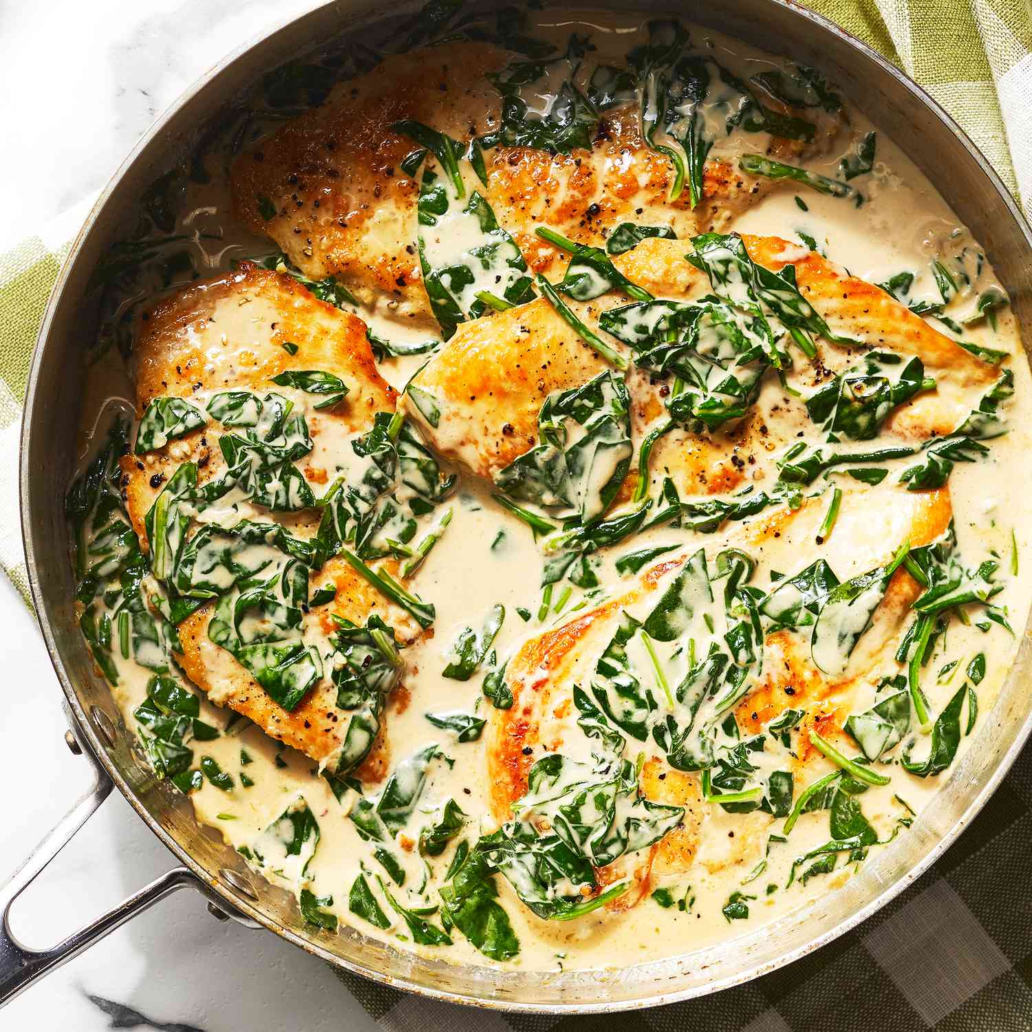 Pan-Seared Chicken with Garlic Butter and Lemon Spinach