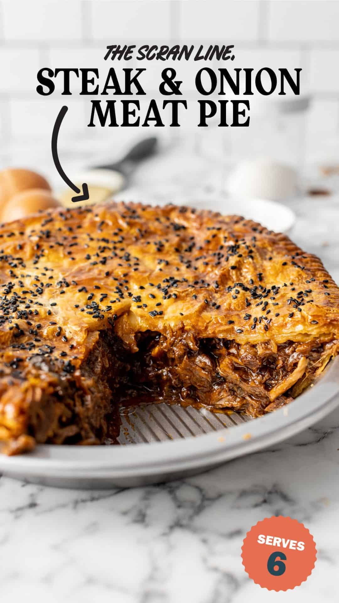 Baked Beef and Onion Meat Pie with Flaky Pastry