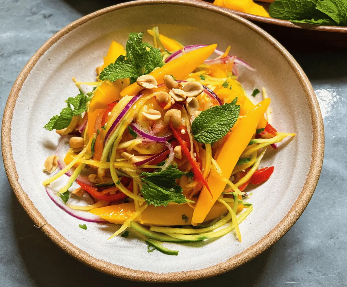 Sweet and Tangy Thai Mango Salad with Peanut Dressing