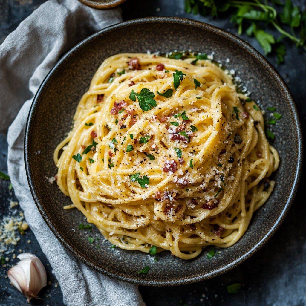Pasta alla Carbonara with Guanciale and Black Pepper