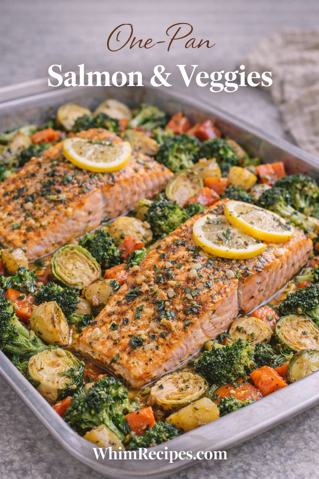 Pan-Seared Salmon with Garlic Herb Butter and Roasted Vegetables