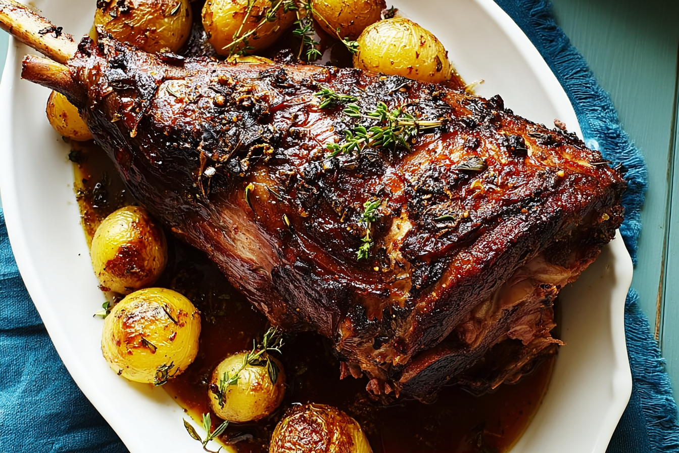 Slow-Roasted Lamb Shoulder with Garlic and Rosemary Jus
