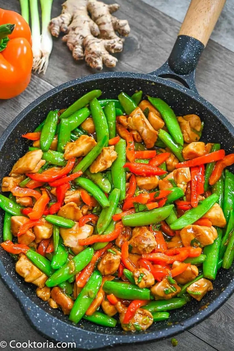 Stir-Fried Garlic Ginger Chicken with Snap Peas