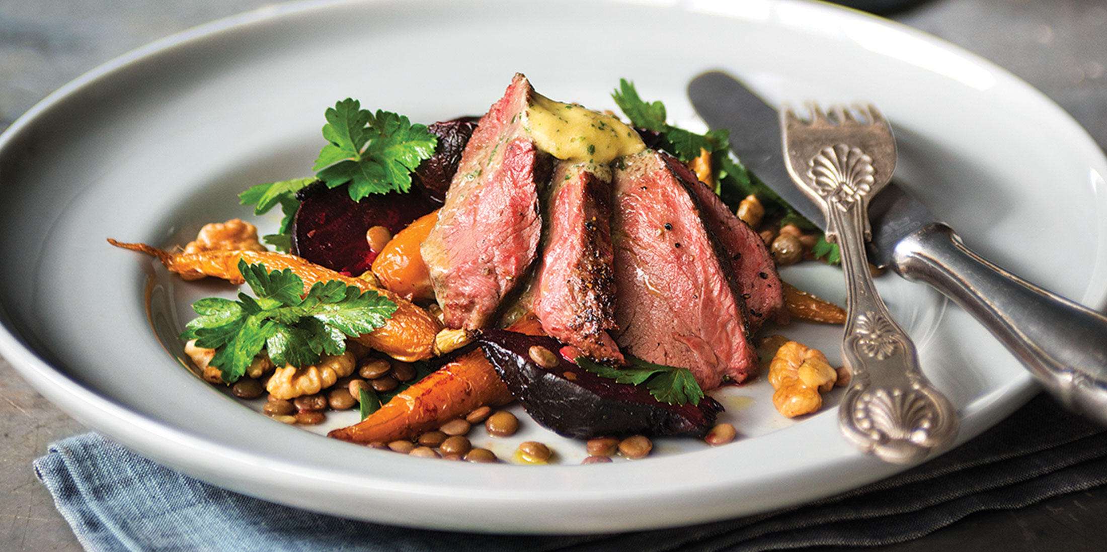 Oven-Roasted Kangaroo Steak with Wattleseed and Garlic