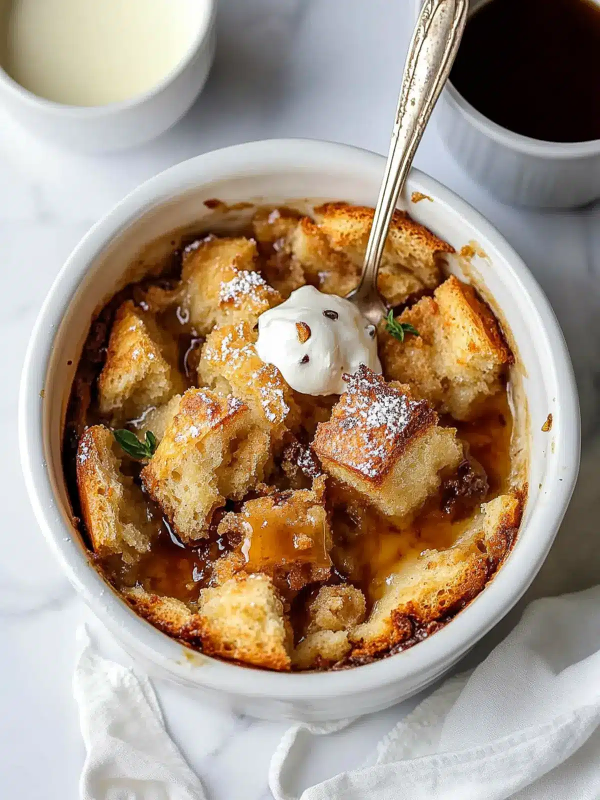 Warm Ginger Molasses Bread Pudding with Bourbon Sauce
