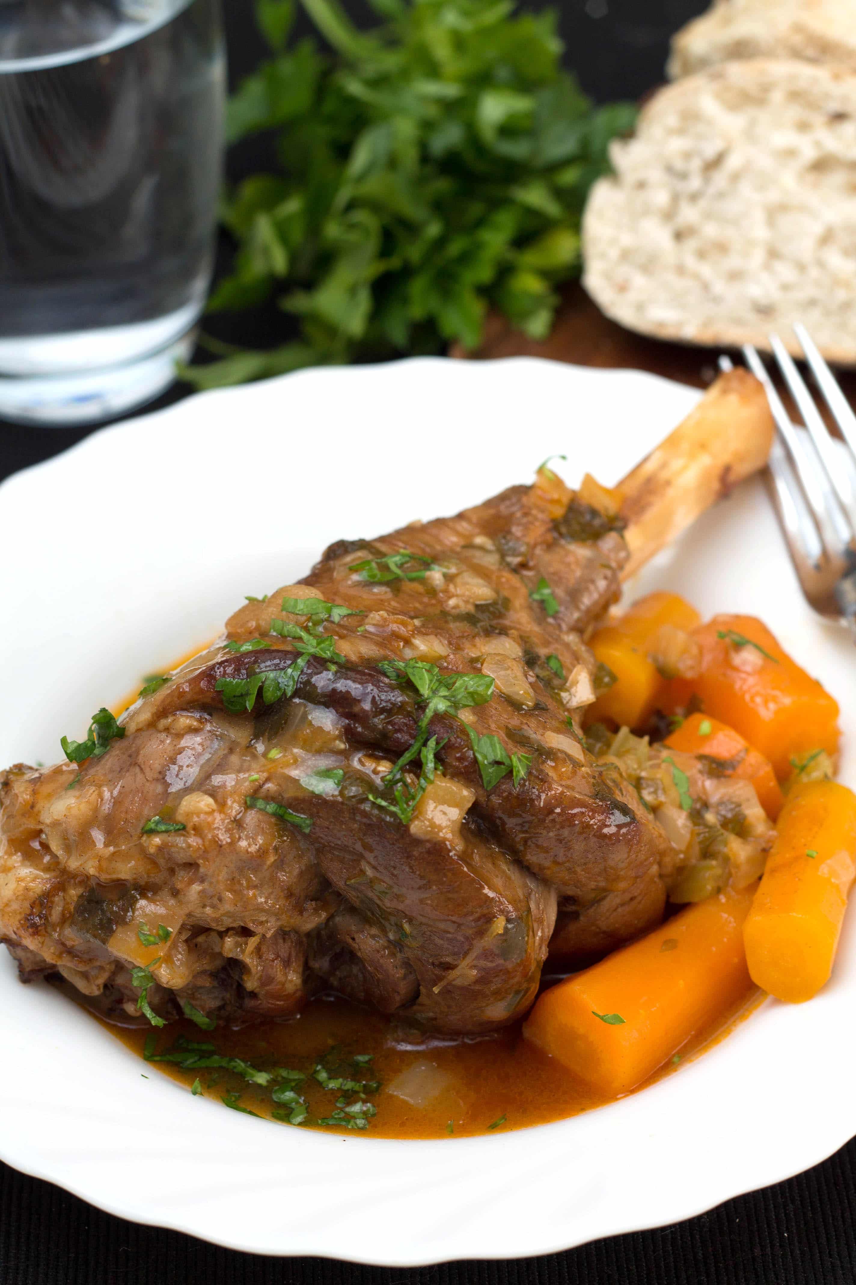 Slow-Cooked Lamb Shanks with Rosemary and Macadamia Crust