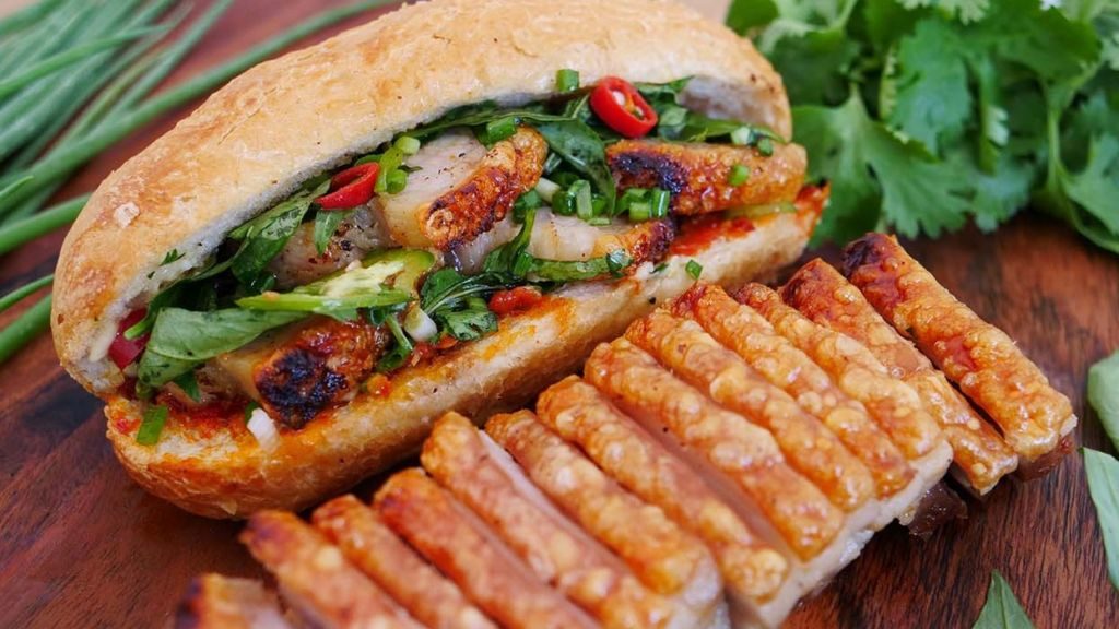 Crispy Baguette Sandwich with Grilled Pork