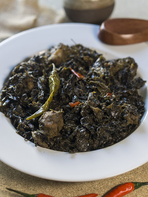 Laing Stewed Taro Leaves in Coconut Milk