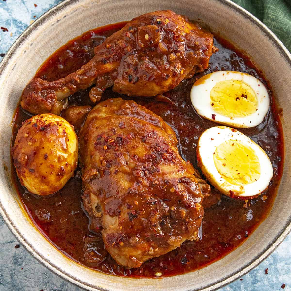 Slow-Cooked Doro Wat Chicken Stew with Berbere and Hard-Boiled Eggs