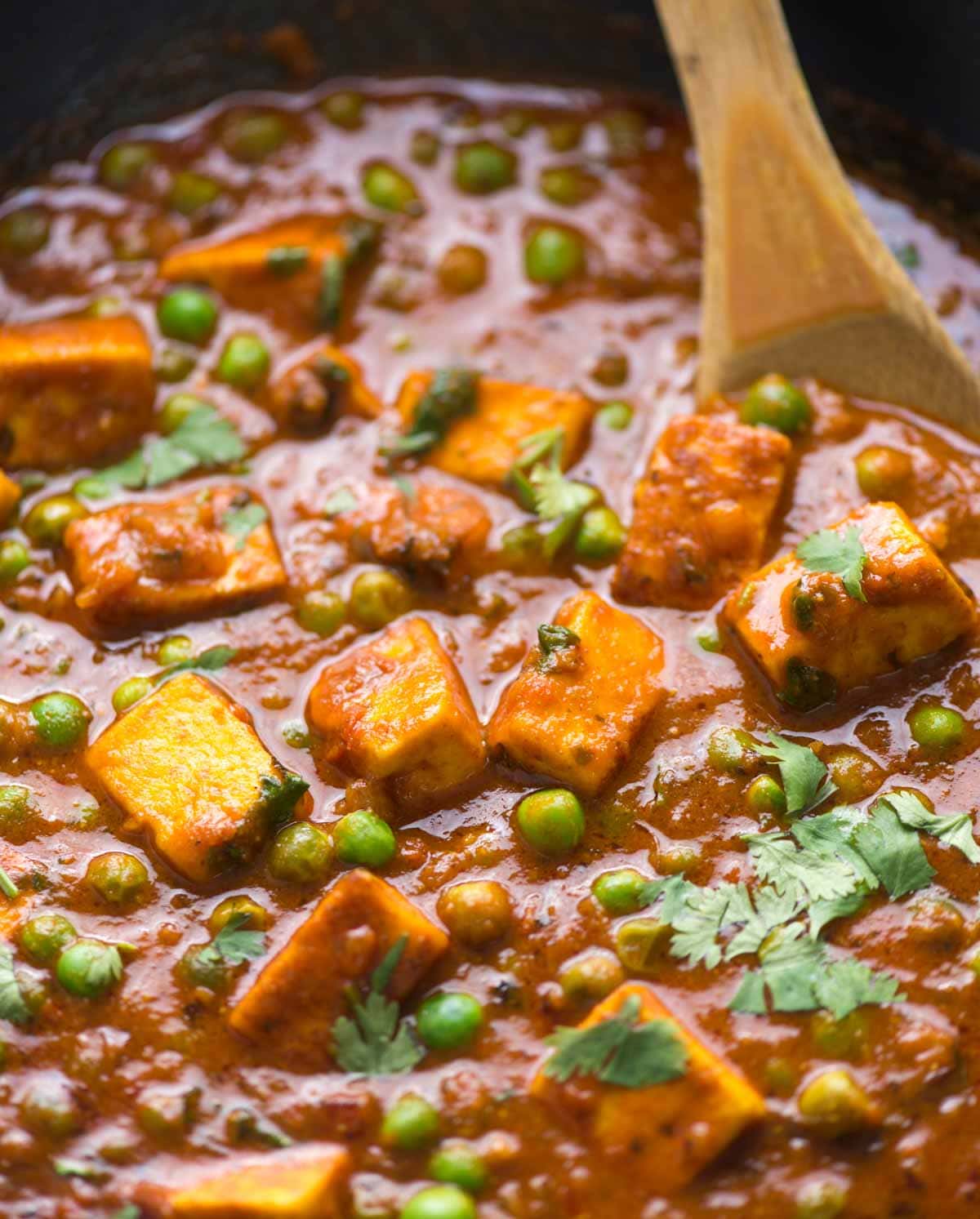 Mutter Paneer Simmered in Tomato-Onion Gravy