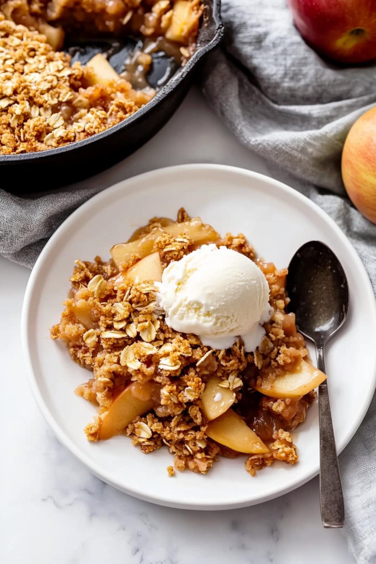 Skillet Brown Butter Apple Crisp with Oat Topping