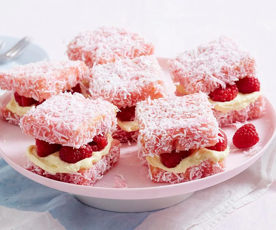 No-Bake Lamington Cheesecake with Raspberry Glaze