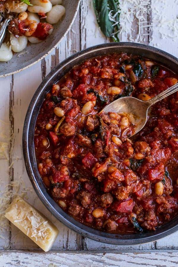 Pan-Seared Italian Sausage with White Bean Ragu