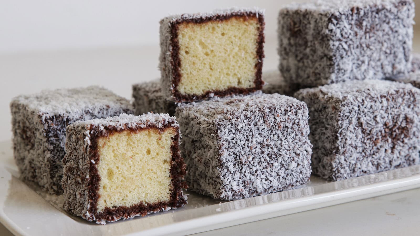 Steamed Lamington Sponge Cake with Chocolate Coconut Coating