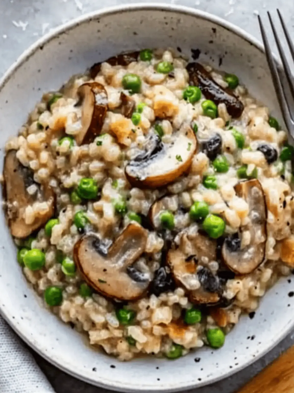 One-Pot Creamy Mushroom and Pea Risotto
