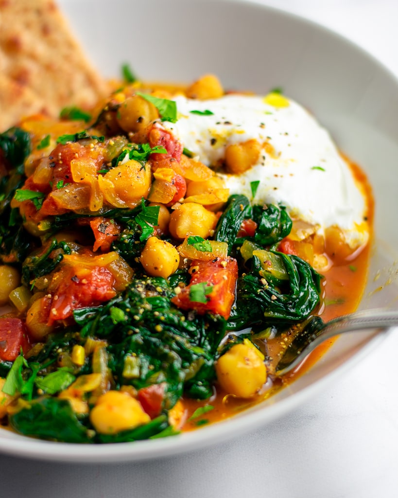 Chickpea Skillet with Yogurt and Spinach