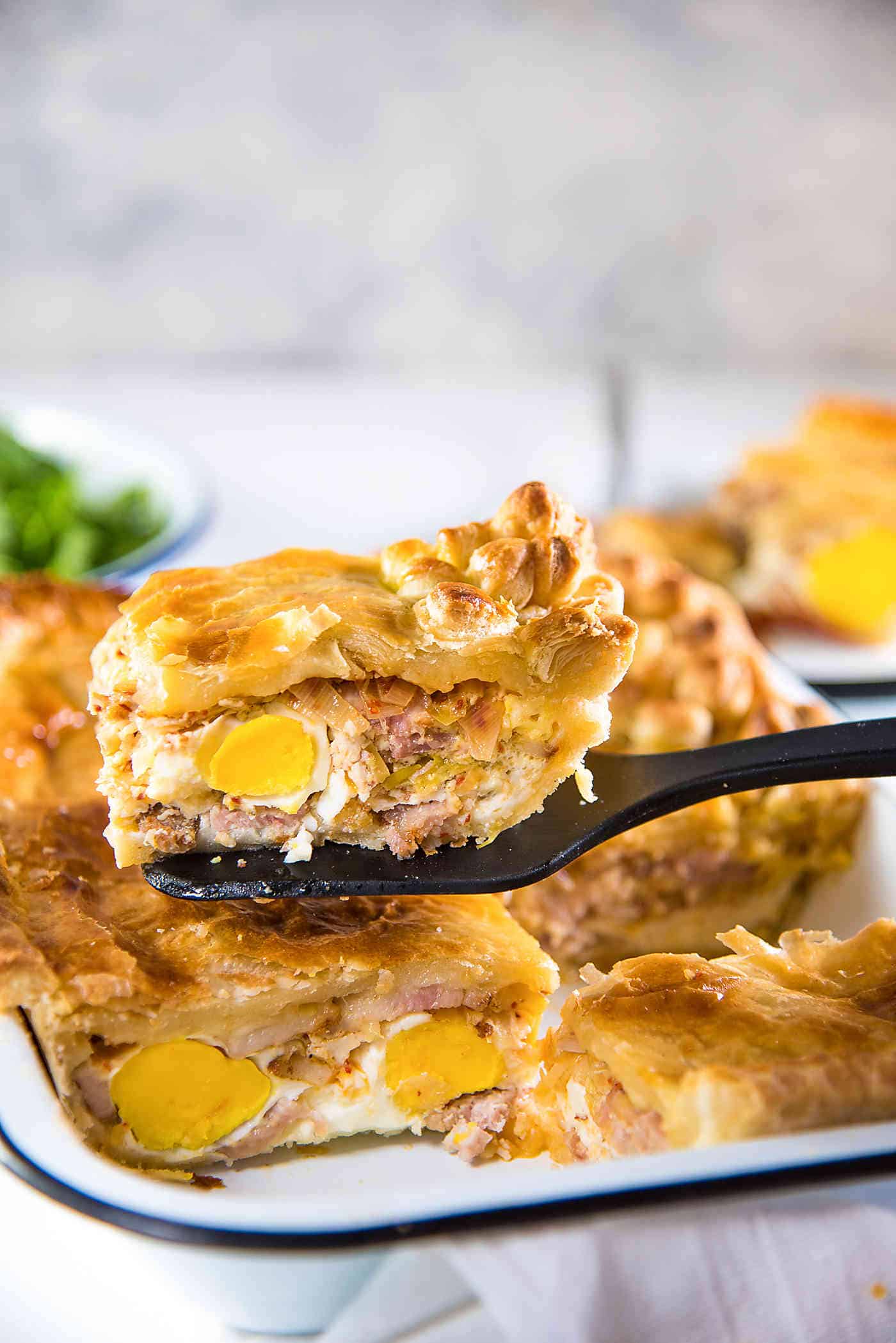 Bacon and Egg Pie with Flaky Pastry Crust