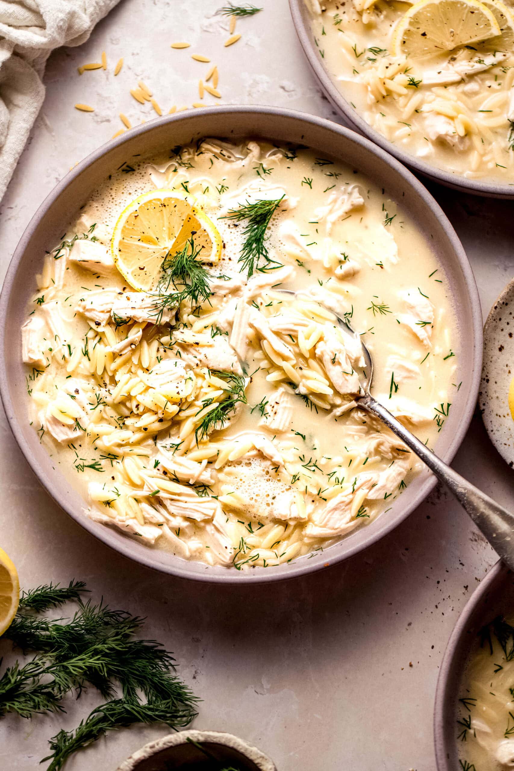 Egg-Lemon Avgolemono Soup with Orzo and Fresh Dill