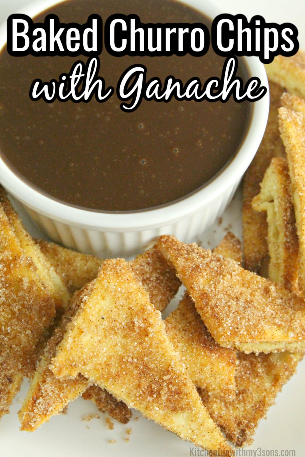 Baked Churro Chips with Cinnamon Sugar and Chocolate Sauce