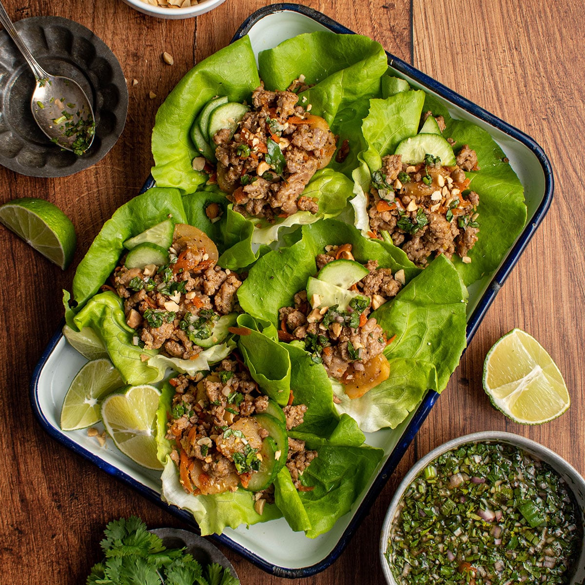 Vietnamese Peanut Lettuce Wraps with Ground Pork