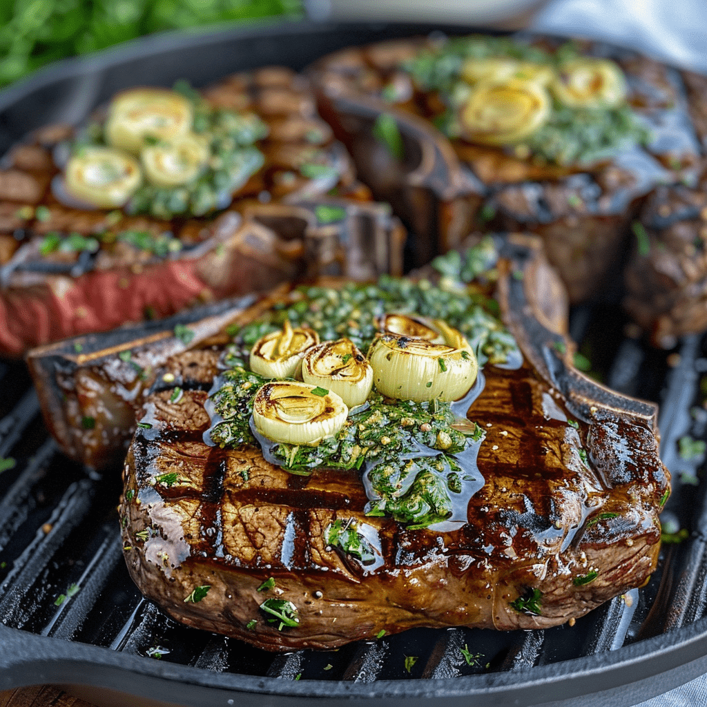 Sear-Grilled Ribeye with Herb Butter & Truffle Roasted Vegetables