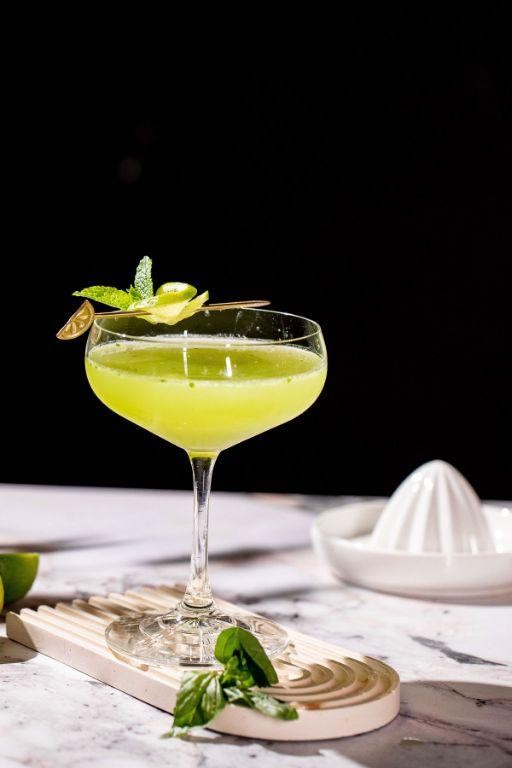 Rice Vodka Citrus Martini with Fresh Herbs