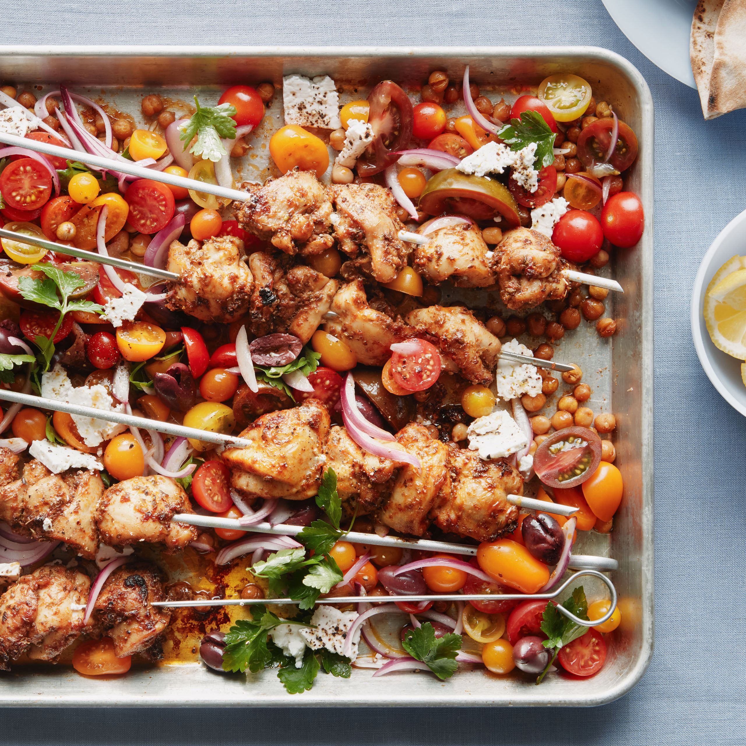 Oven-Roasted Lemon Oregano Chicken Souvlaki Skewers