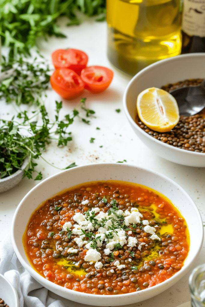 Slow-Simmered Greek Lentil Soup with Tomato and Cumin