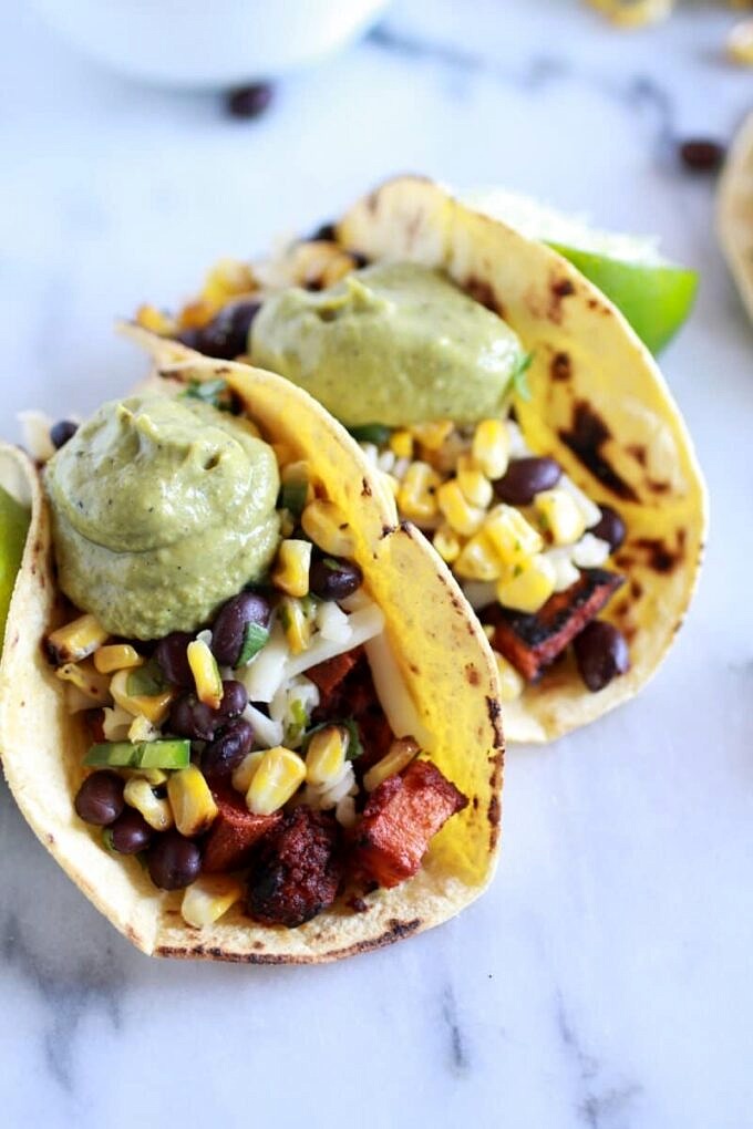 Smoky Roasted Poblano and Black Bean Tacos