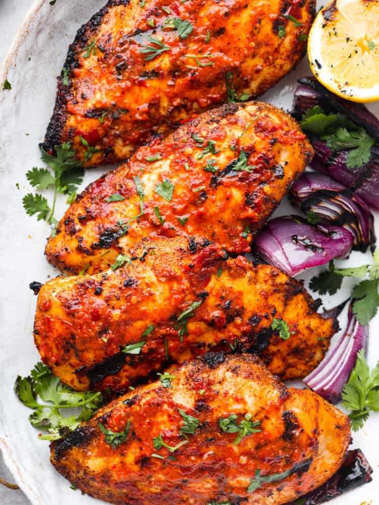 Oven-Roasted Harissa Chicken with Chickpeas and Caramelized Onions