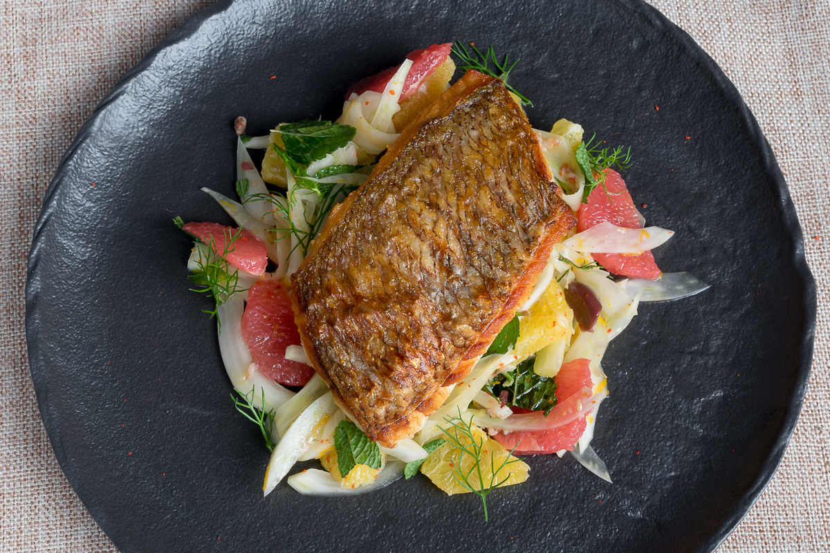 Char-Grilled Snapper with Citrus Fennel Salad