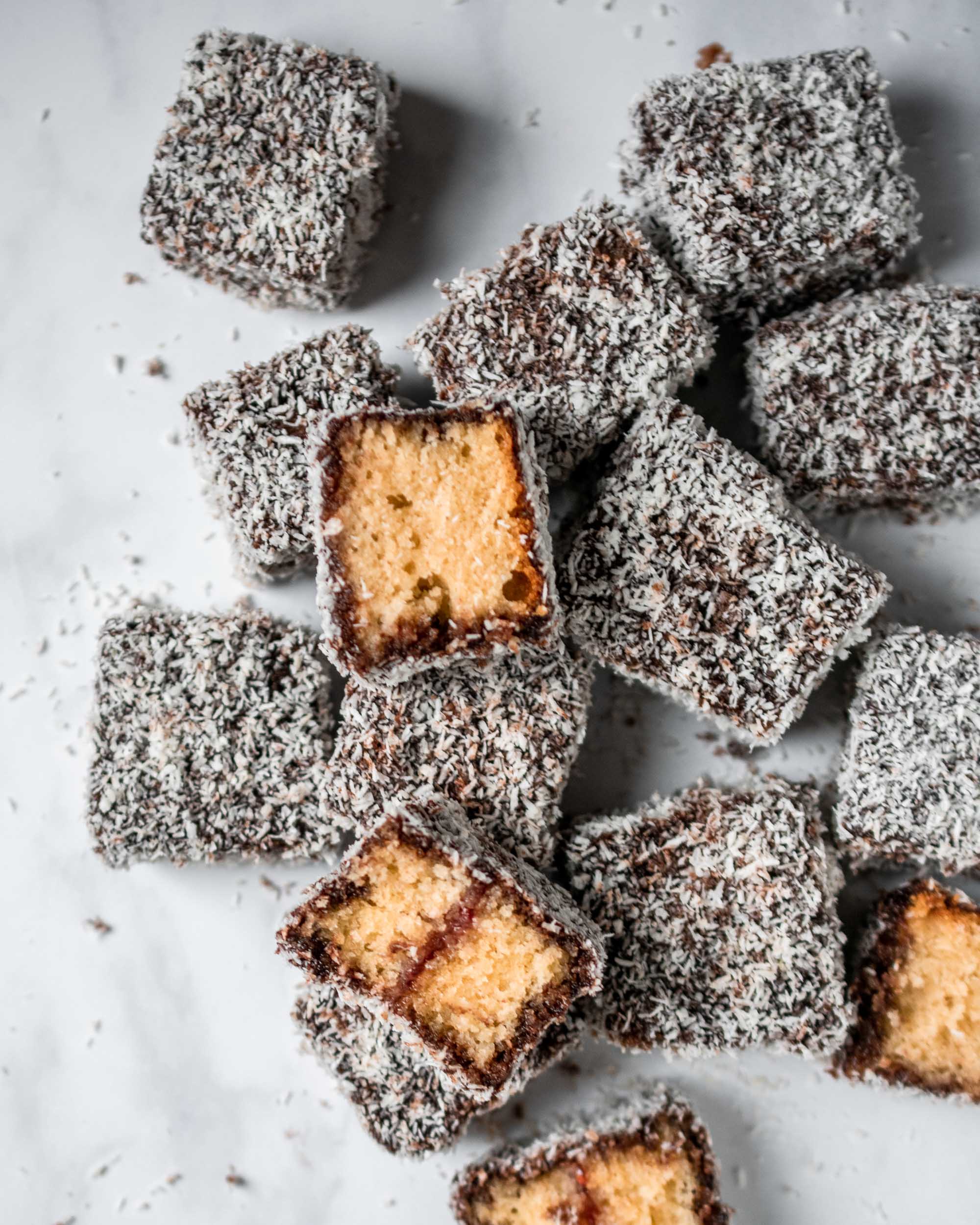 Classic Lamingtons with Chocolate Ganache and Coconut