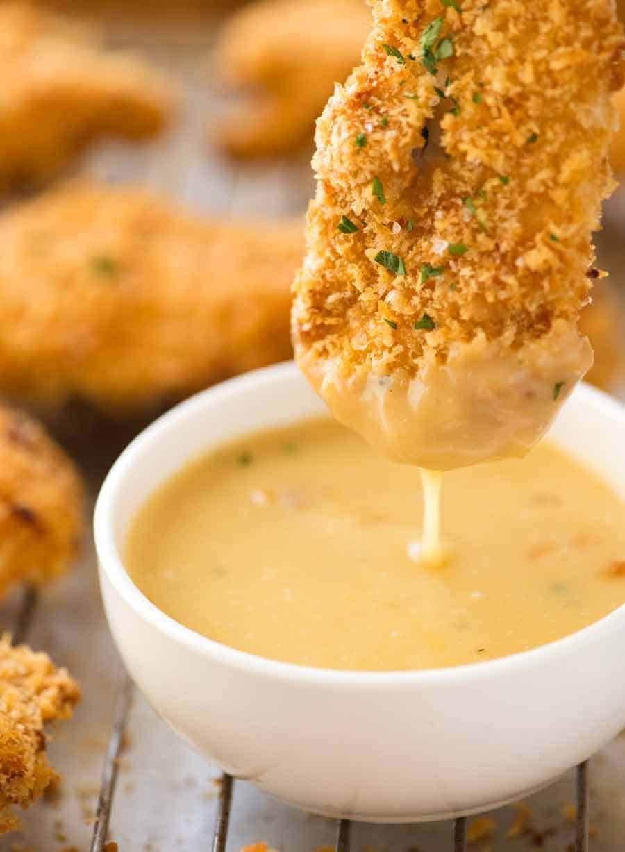 Oven-Roasted Chicken Tenders with Honey Mustard Dip