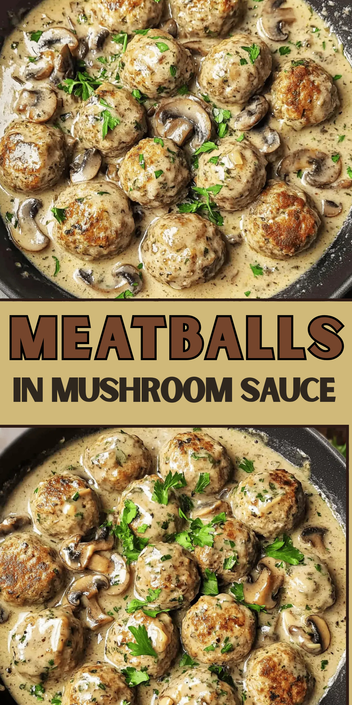 Cheese-Stuffed Pork Meatballs with Creamy Mushroom Sauce