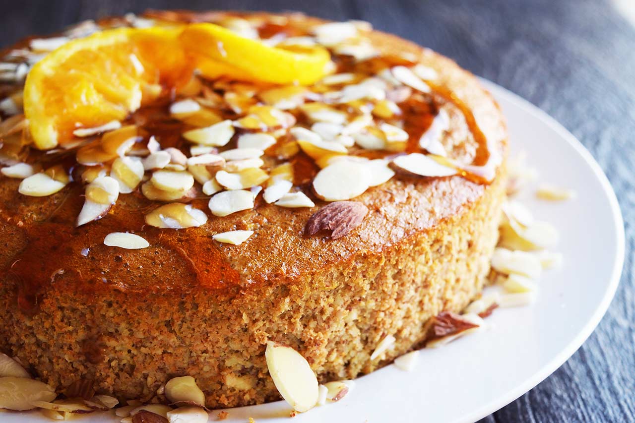 Baked Orange Almond Cake with Honey Drizzle