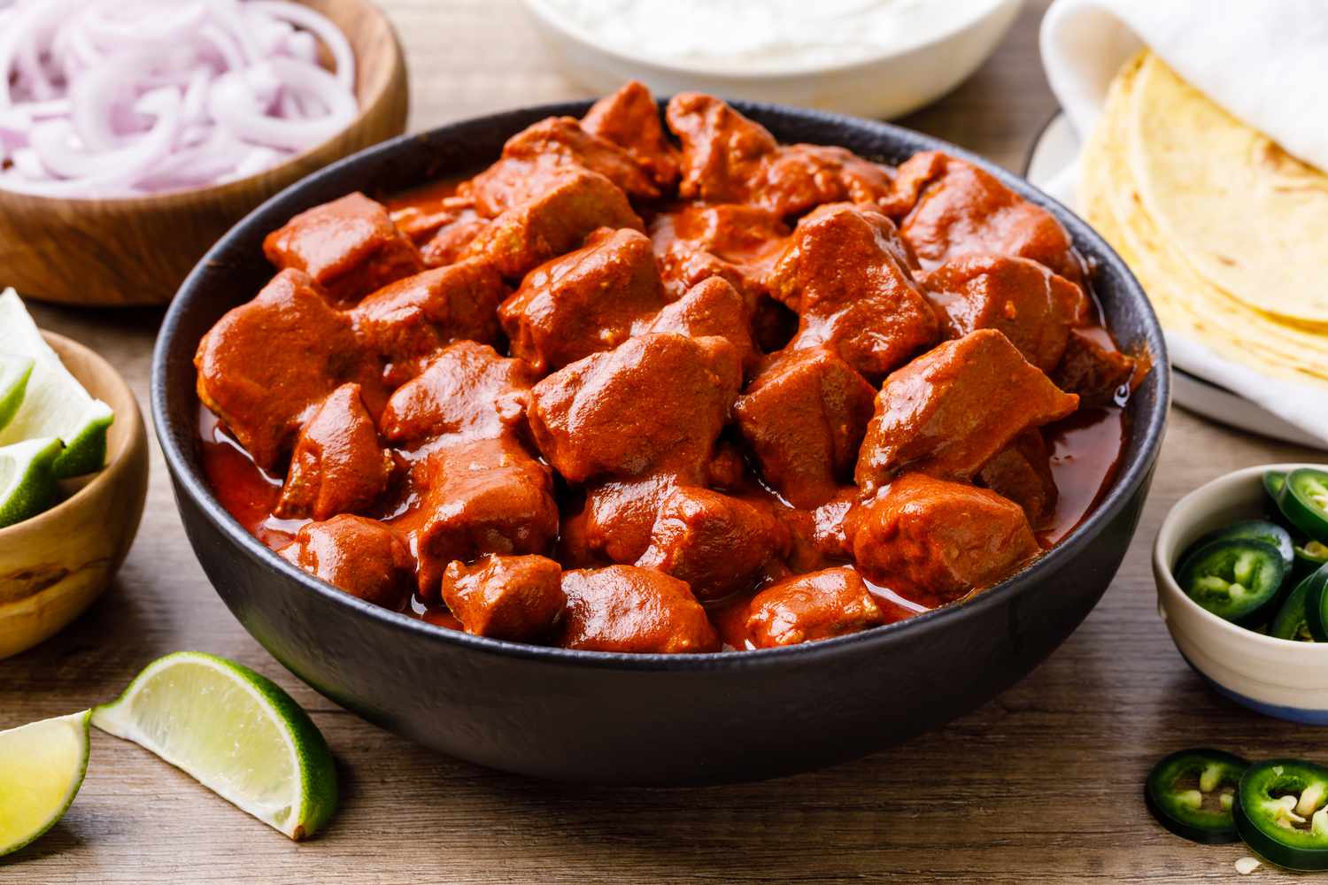 Roasted Red Chile Pork Stew with Potatoes and Onions
