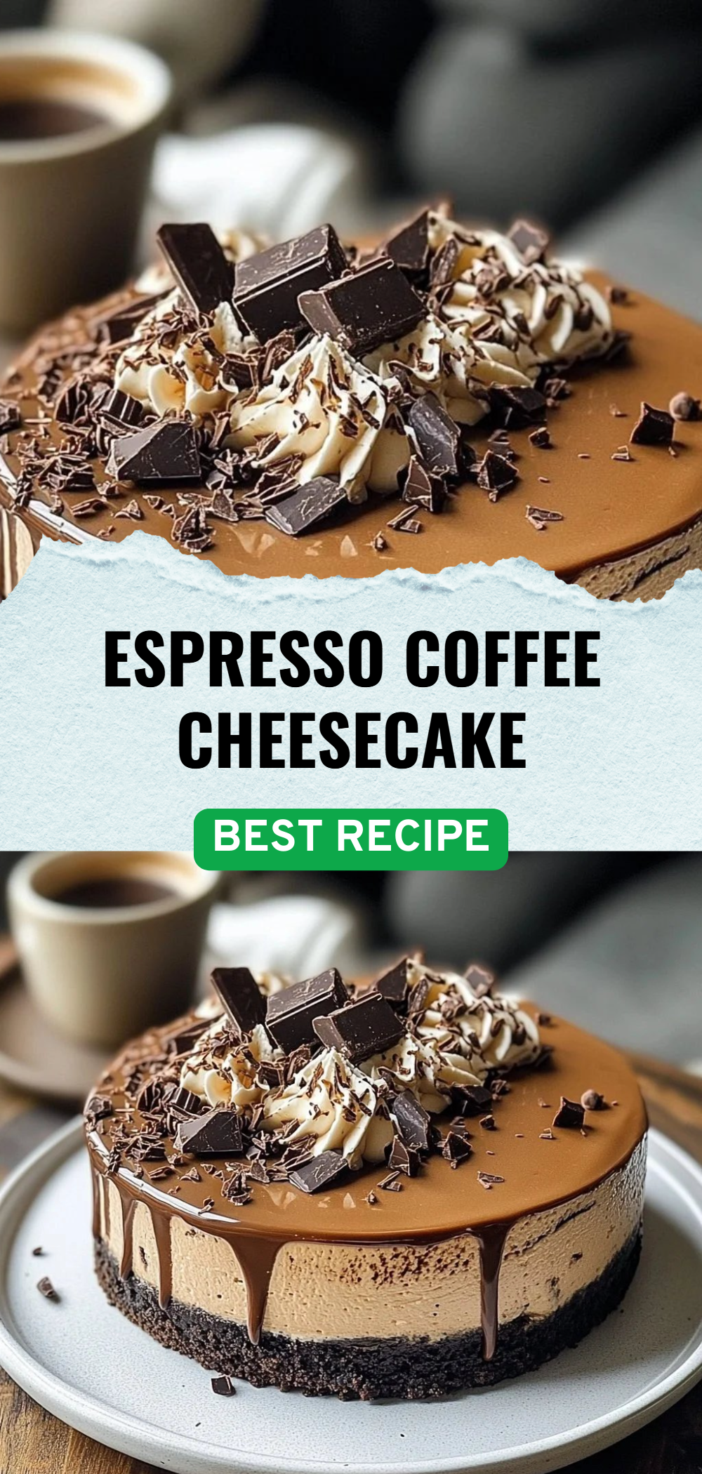 No-Bake Chocolate Espresso Cheesecake with Almond Crust