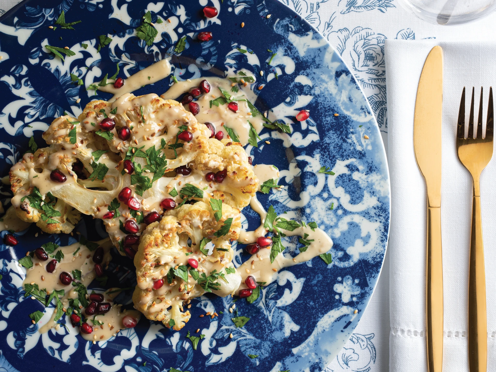 Turmeric-Spiced Cauliflower 'Steaks' with Lemon-Garlic Drizzle
