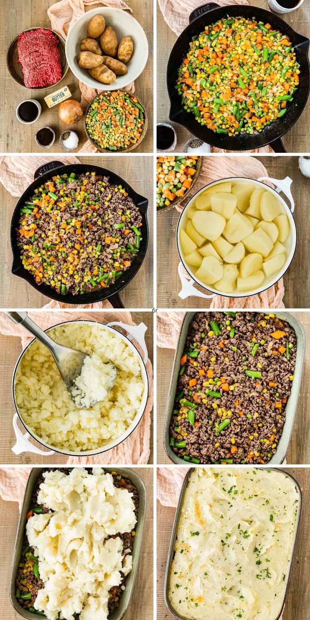 Baked Shepherd's Pie with Ground Beef and Vegetable Medley