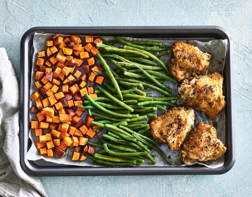 Sheet Pan Herb-Roasted Chicken with Sweet Potatoes and Green Beans