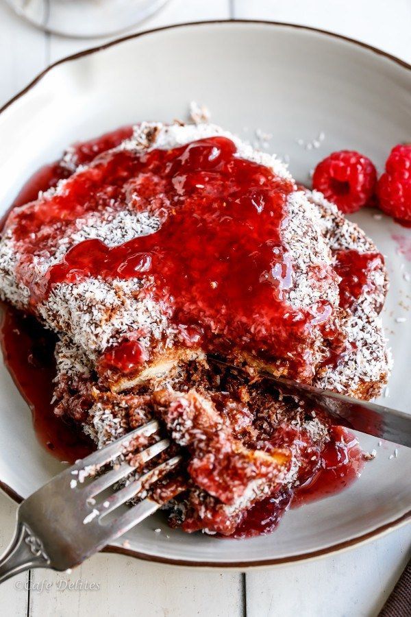 Toasted Lamingtons with Raspberry Jam and Coconut