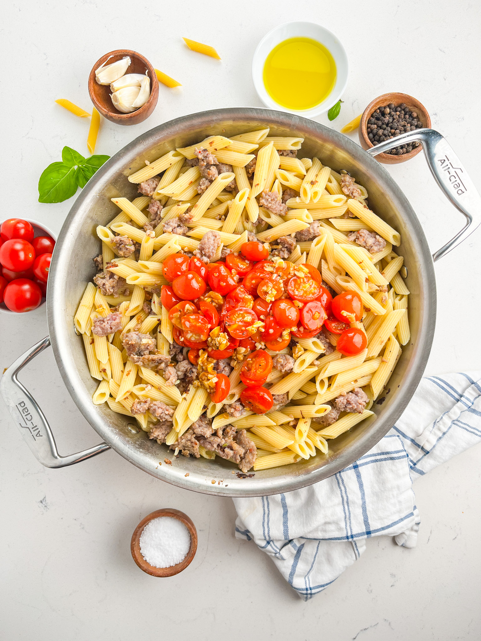 30-Minute Spicy Italian Sausage Penne with Roasted Cherry Tomatoes