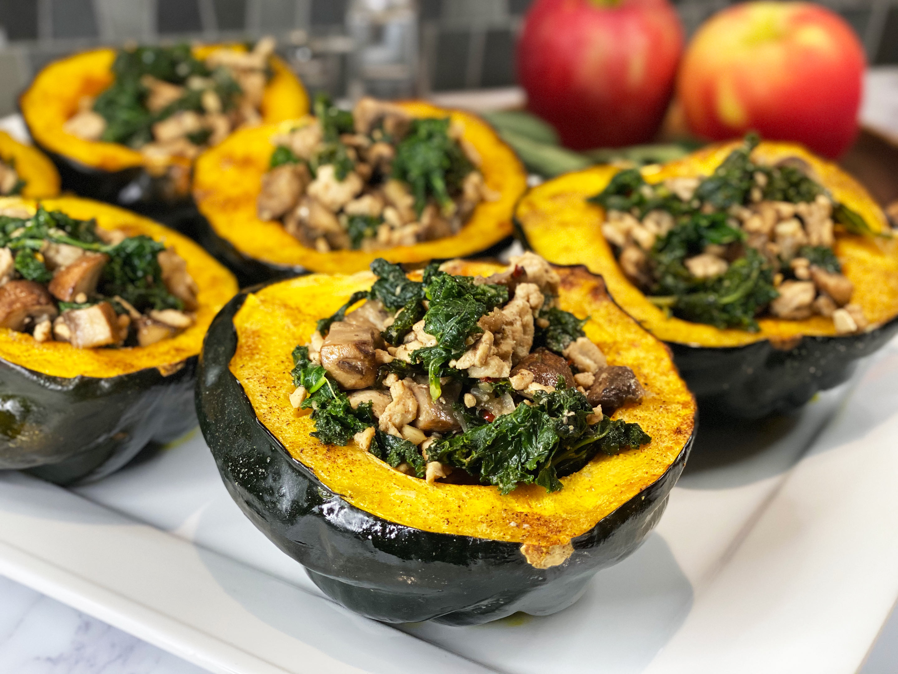 Mushroom & Thyme Stuffed Acorn Squash