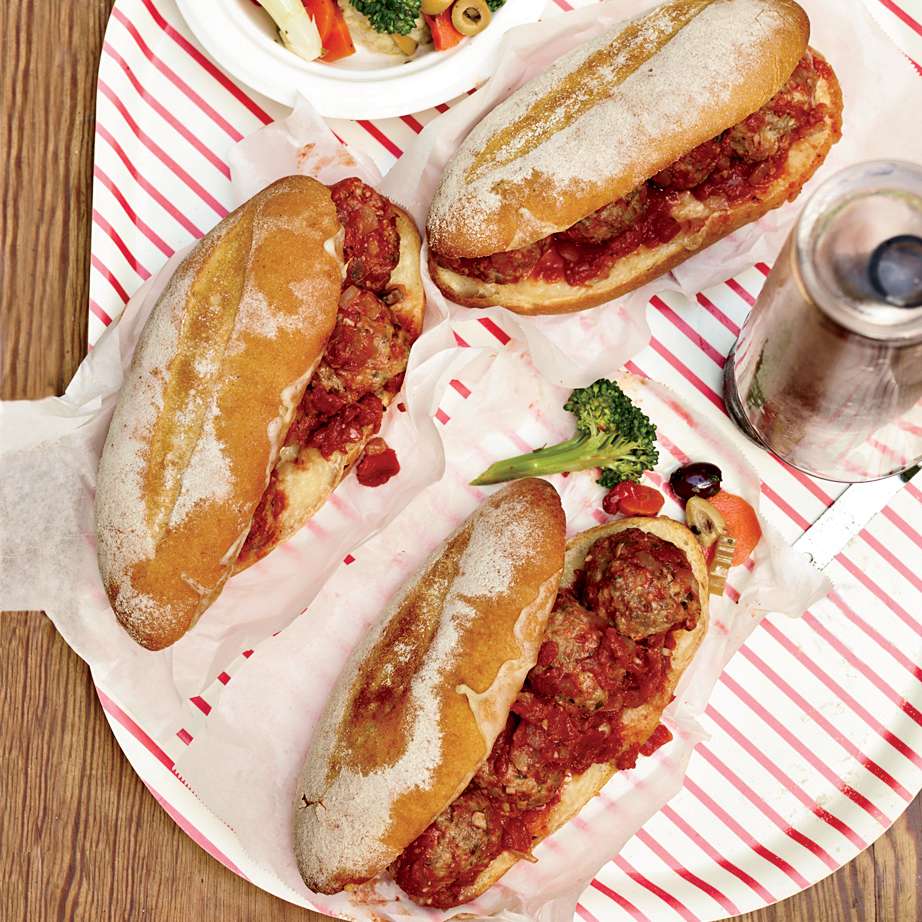 Stacked Italian Meatball and Provolone Sandwich