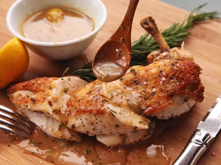 Pan-Seared Chicken with Charred Lemon and Rosemary Sauce